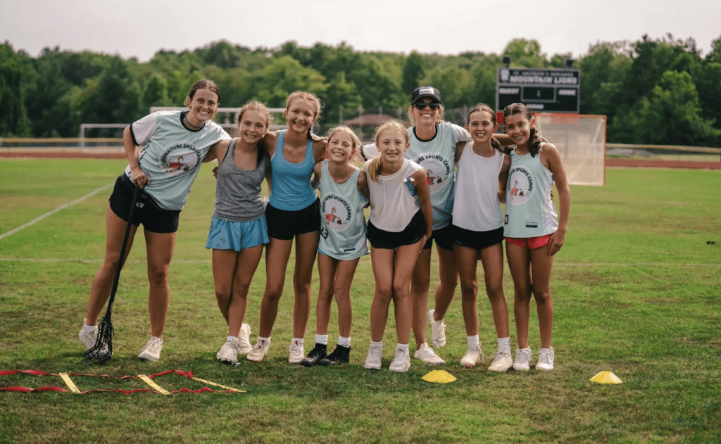 Kids building teamwork skills at overnight summer camp