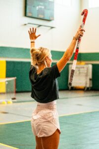 Field Hockey coach cheering