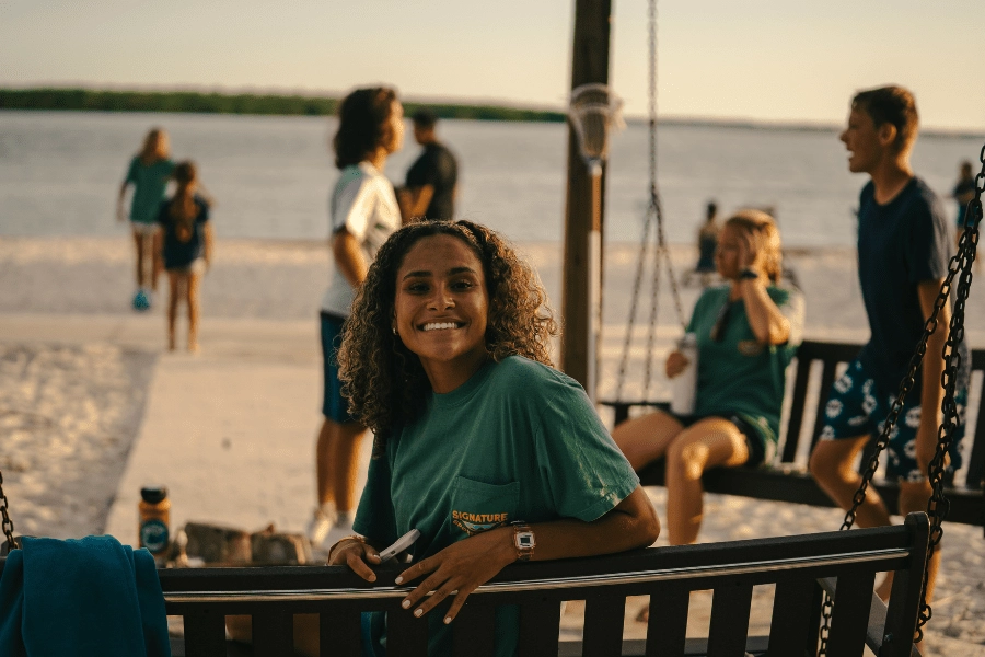 Camp counselor smiling for a photo
