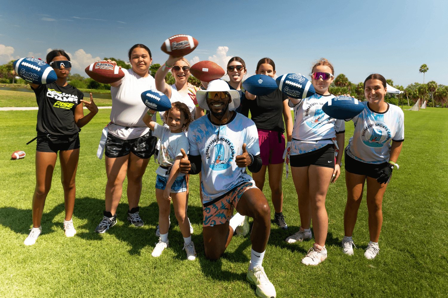 Flag Football camp session photo at the end of practice