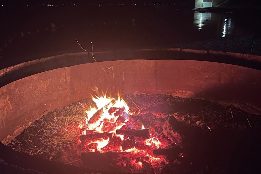 Point Neamo campfire on the water