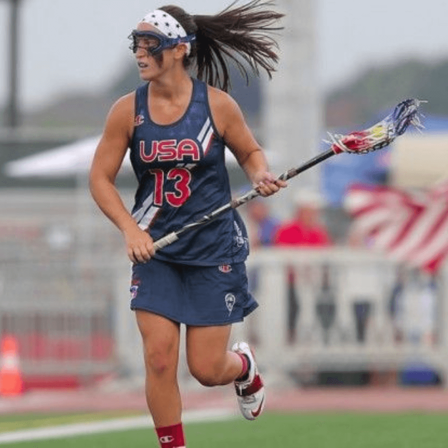 Professional lacrosse player Danielle Etrasco during a game for Team USA