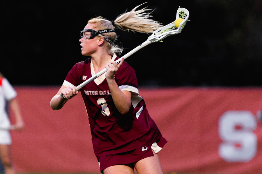 Collegiate lacrosse player Mckenna Davis during a game at Boston College