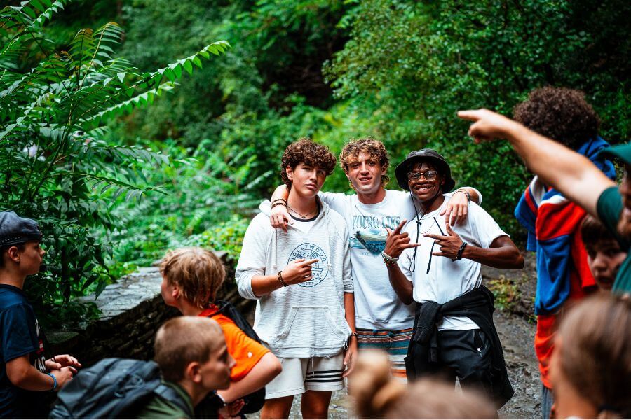 Boys hiking mountains in NY while at Signature Sports Camps