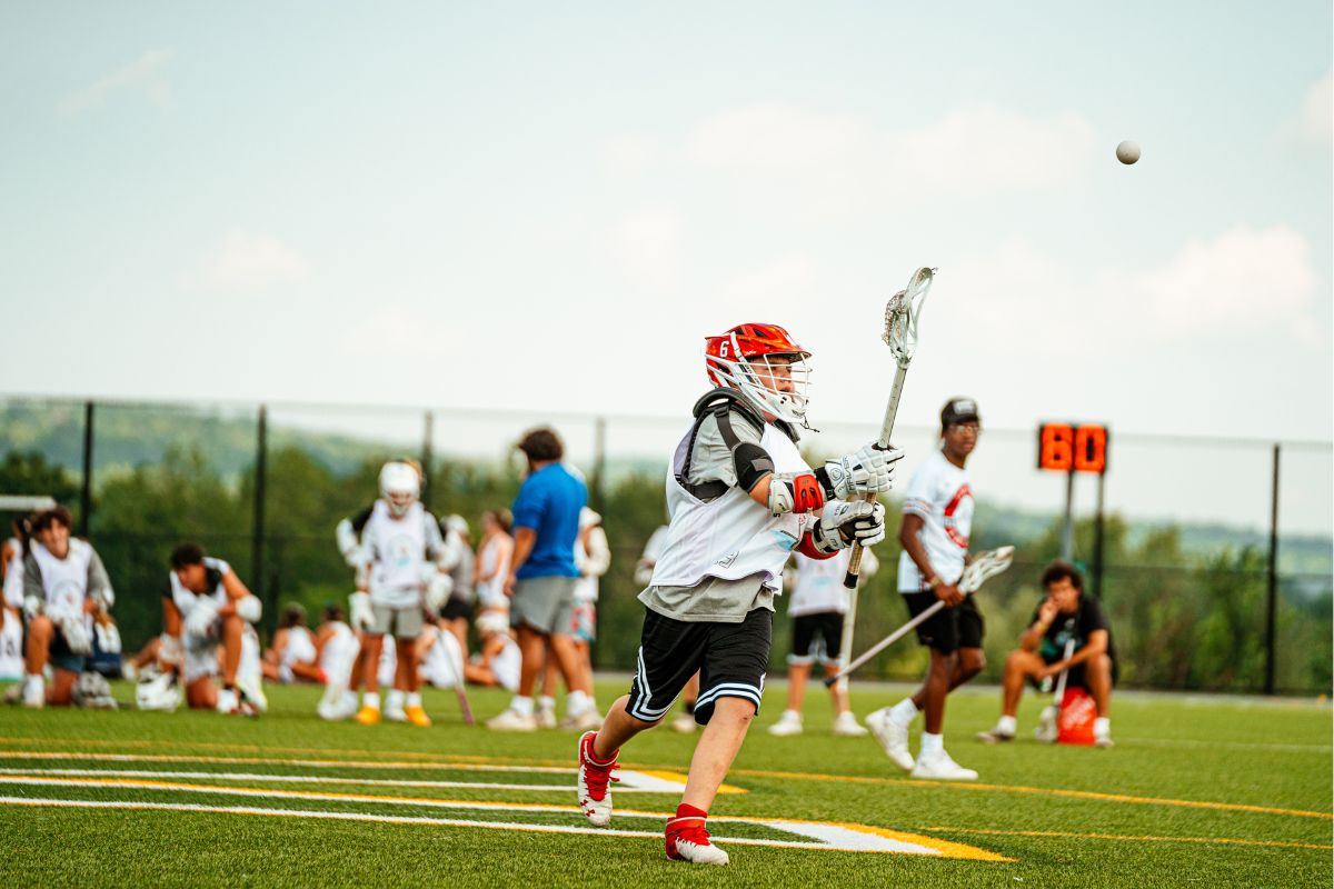 A lacrosse player on the field during practice