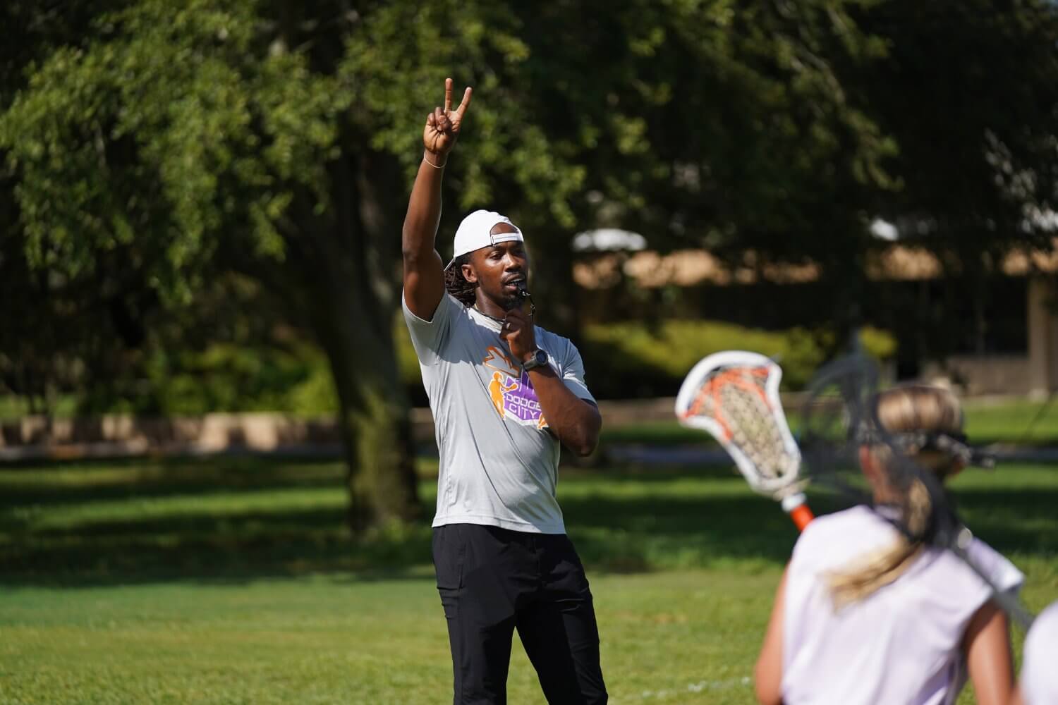 Coach Roe during a lacrosse practice session