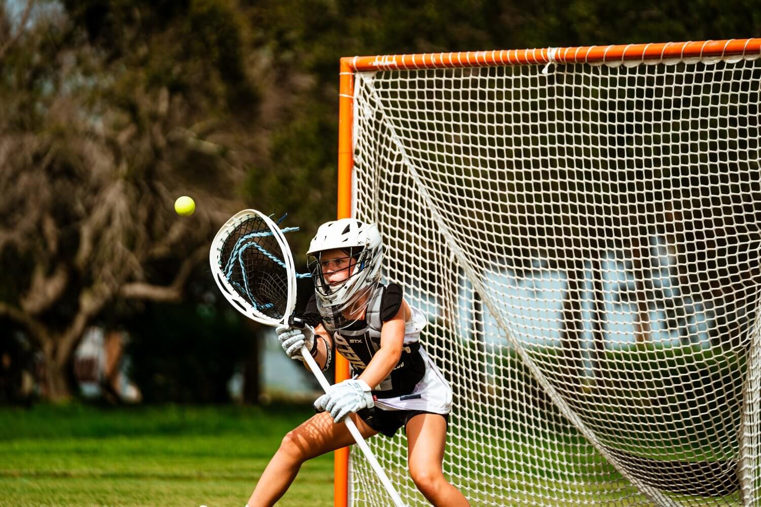 Lacrosse goalie during practice at Signature Sports Camps