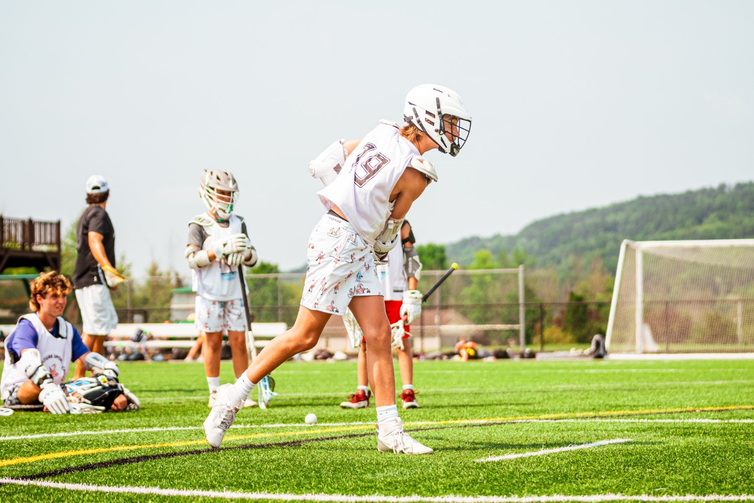 lacrosse athlete in uniform during practice at sports camp