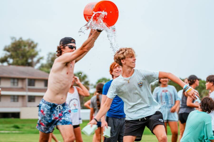 Boys during an intense game of Medicine Man at sports camp