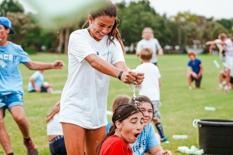 Girls during a game of Medicine Man at sports camp