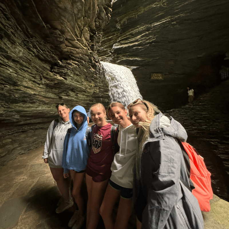 Group of girls during overnight camp excursion to Watkins Glen State Park