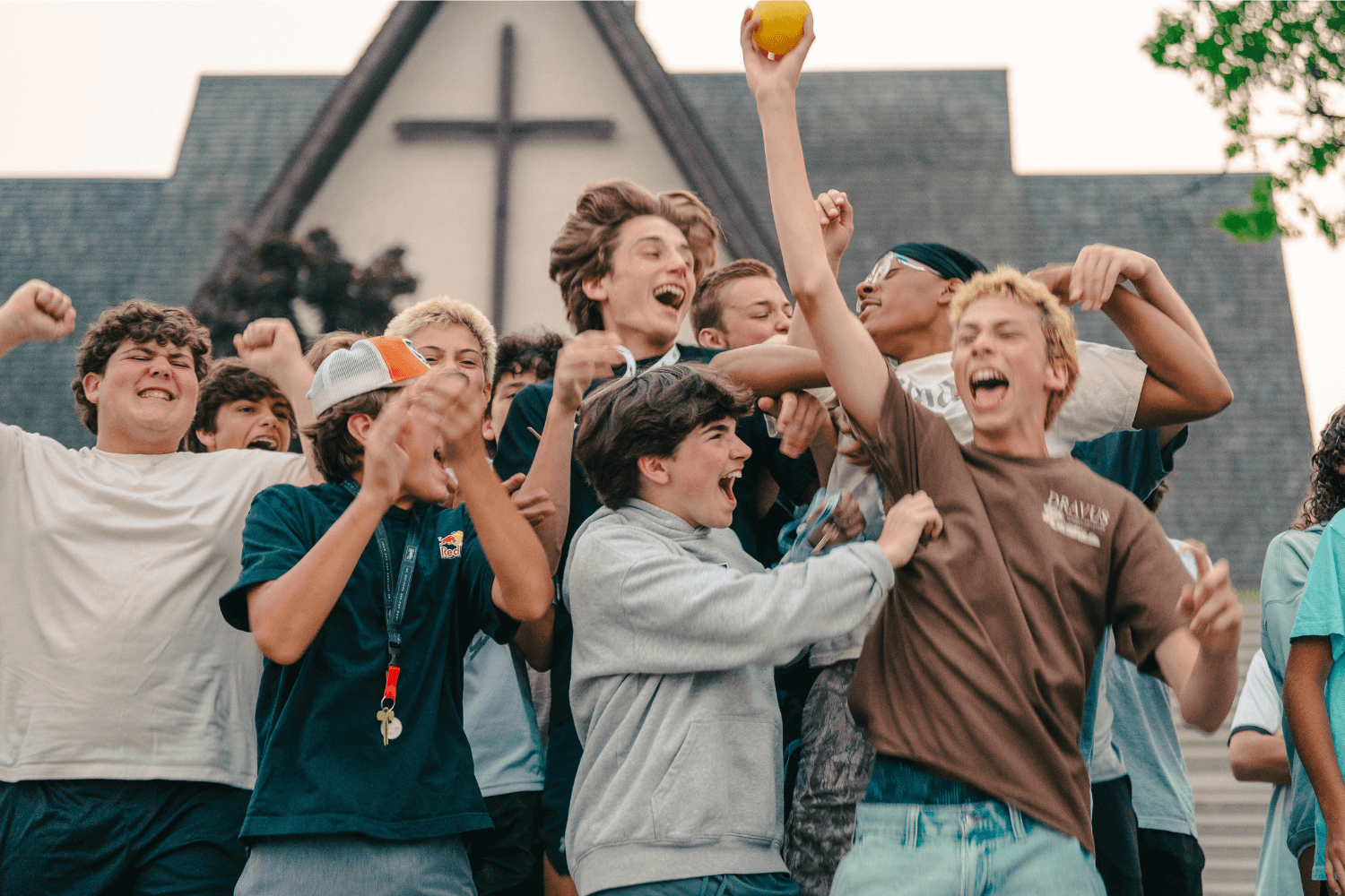 cboys celebrating a shark tank win at overnight sports camp