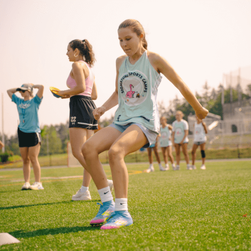 girls at sports camp during strength and conditioning training