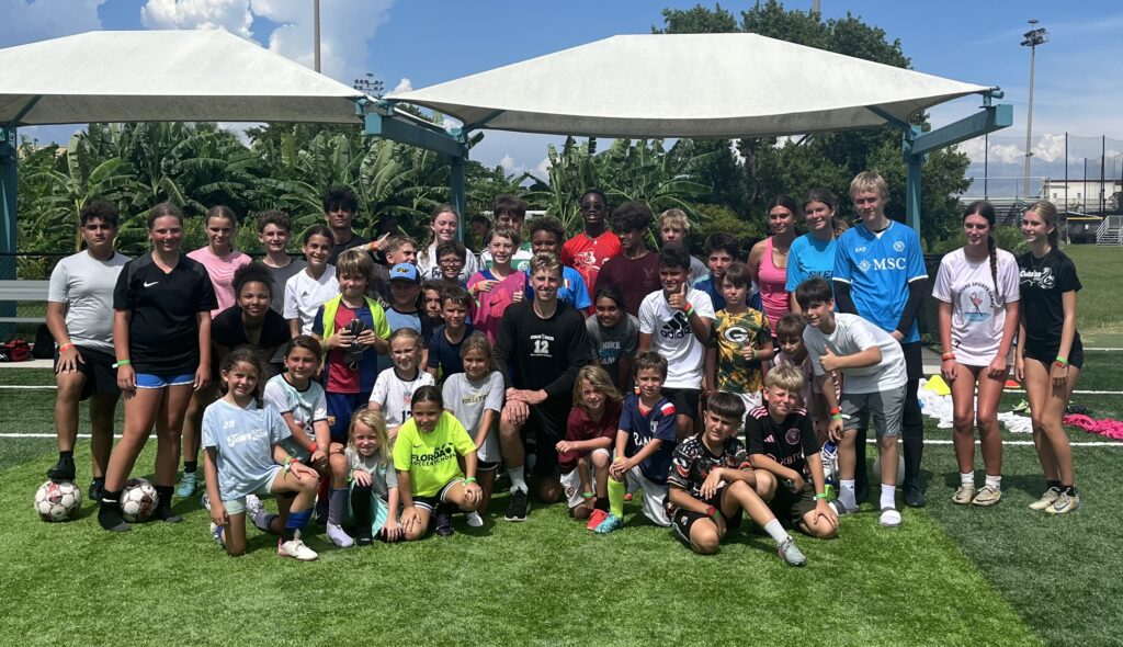 Group of campers with Laurence Wyke after training