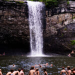 Campers in the watering hole at Foster Falls.